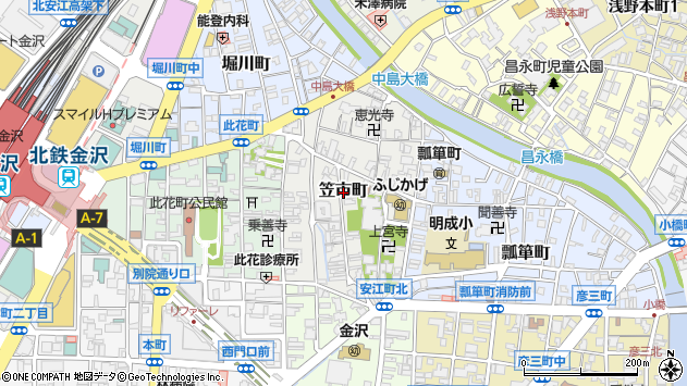 〒920-0851 石川県金沢市笠市町の地図