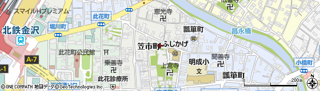 金沢笠市郵便局 ＡＴＭ周辺の地図