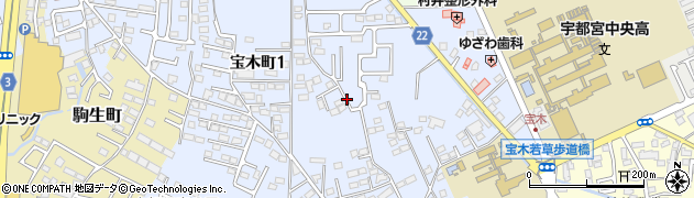 栃木県宇都宮市宝木町1丁目周辺の地図
