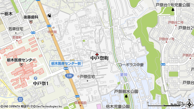 〒320-0052 栃木県宇都宮市中戸祭町の地図