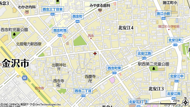 〒920-0026 石川県金沢市西念町の地図