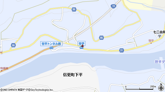 〒381-3165 長野県長野市七二会甲の地図