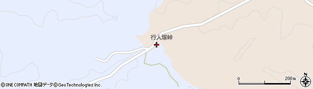 行人塚峠周辺の地図
