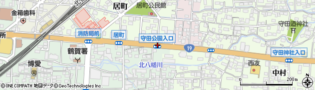 守田公園入口周辺の地図