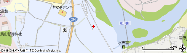 栃木県那須烏山市表周辺の地図