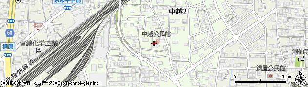 長野県長野市中越周辺の地図