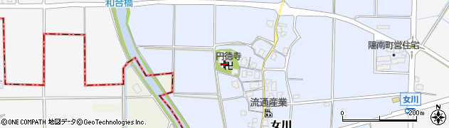 富山県上市町（中新川郡）女川周辺の地図