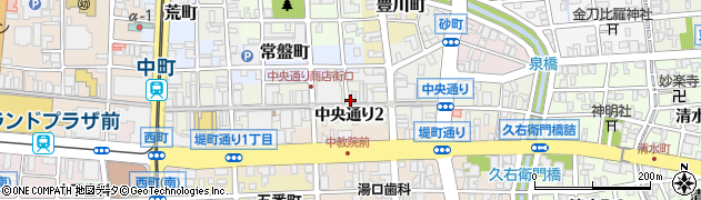 富山県富山市中央通り周辺の地図