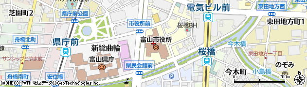 富山市役所市議会　議員控室・自民クラブ周辺の地図