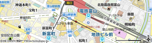 電鉄富山駅・エスタ前駅周辺の地図