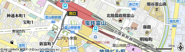 電鉄富山駅周辺の地図