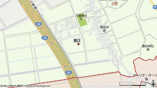 〒929-1113 石川県かほく市指江の地図