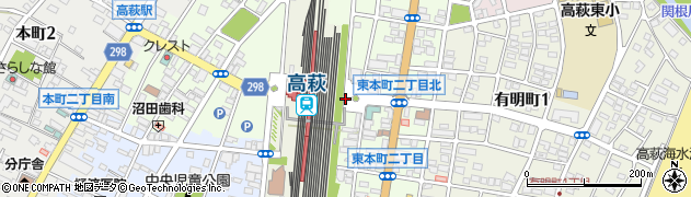 高萩駅東口周辺の地図