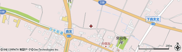 栃木県日光市森友周辺の地図