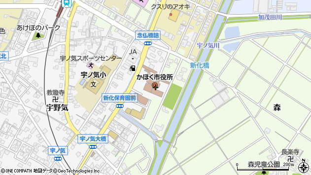 〒929-1100 石川県かほく市（以下に掲載がない場合）の地図