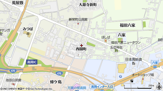 〒933-0315 富山県高岡市西園町の地図