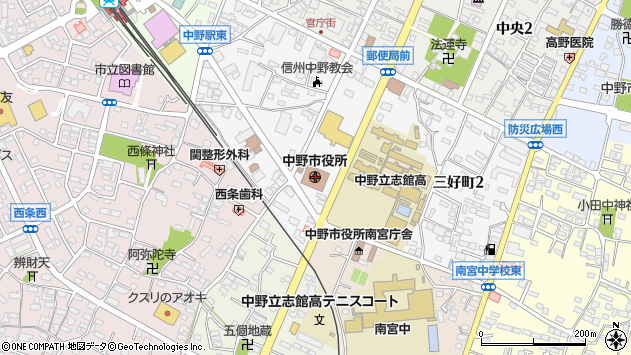 〒383-0000 長野県中野市（以下に掲載がない場合）の地図