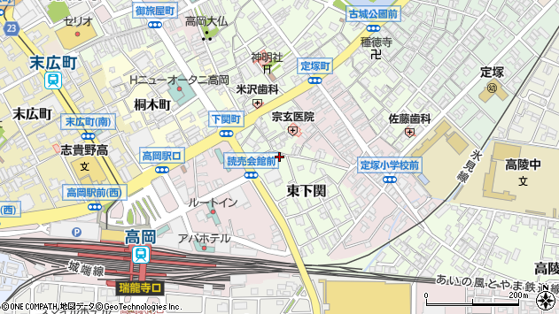 〒933-0033 富山県高岡市東下関の地図