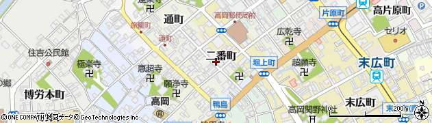 富山県高岡市二番町周辺の地図