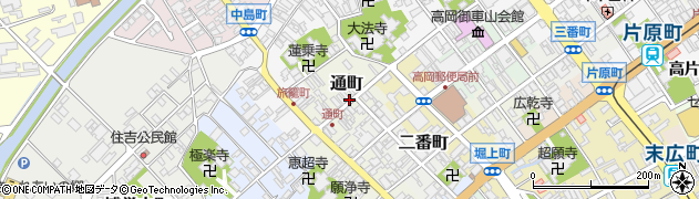 富山県高岡市通町周辺の地図