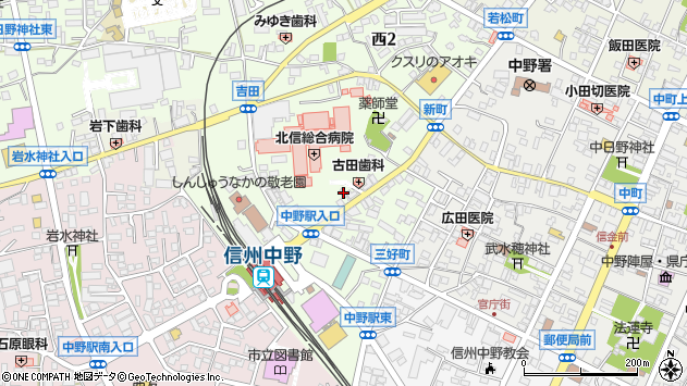 〒383-0021 長野県中野市西の地図