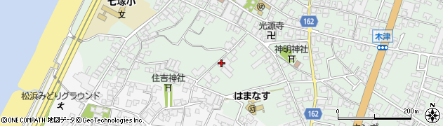 石川県かほく市木津ヘ周辺の地図