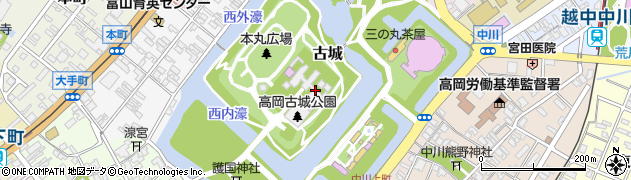富山県高岡市古城周辺の地図