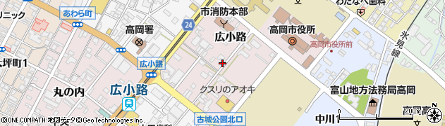 富山県高岡市広小路周辺の地図