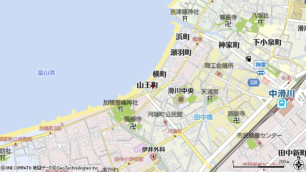 〒936-0069 富山県滑川市山王町の地図