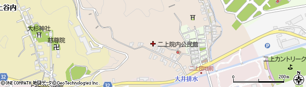 富山県高岡市二上院内周辺の地図