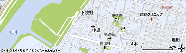 富山県高岡市下牧野中道周辺の地図