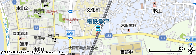 富山地方鉄道株式会社　電鉄魚津駅周辺の地図