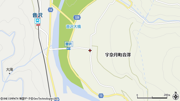 〒938-0174 富山県黒部市宇奈月町音澤（１〜９９９）の地図