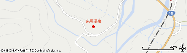 来馬温泉周辺の地図