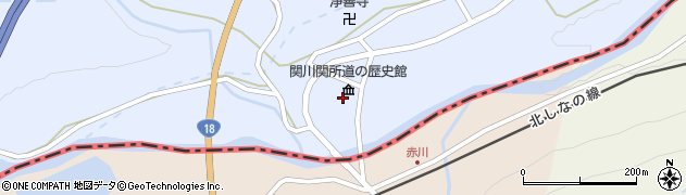 妙高市　関川関所道の歴史館周辺の地図