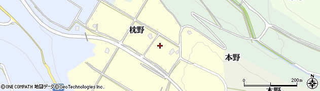 富山県黒部市枕野周辺の地図