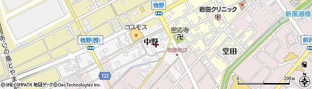 富山県黒部市中野周辺の地図