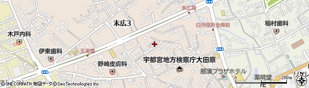 栃木県大田原市末広3丁目2990周辺の地図