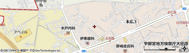 栃木県大田原市末広3丁目2831周辺の地図