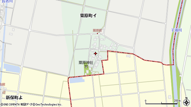 〒925-0043 石川県羽咋市粟原町の地図