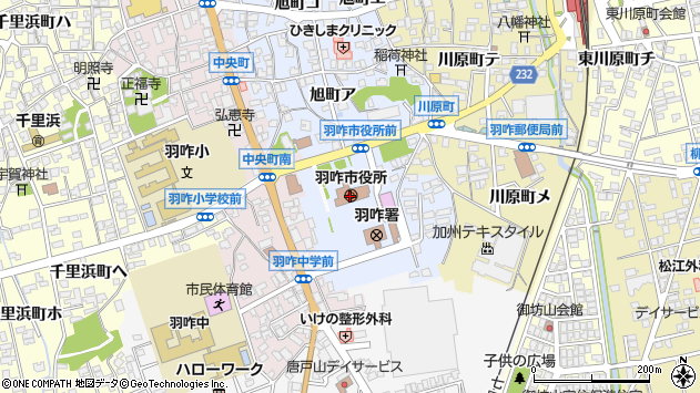 〒925-0000 石川県羽咋市（以下に掲載がない場合）の地図
