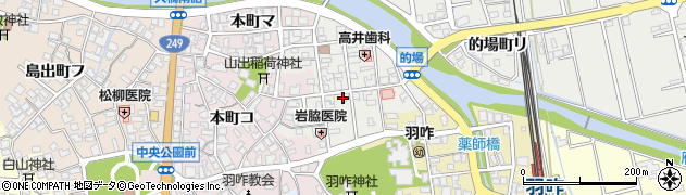 石川県羽咋市的場町（的場）周辺の地図