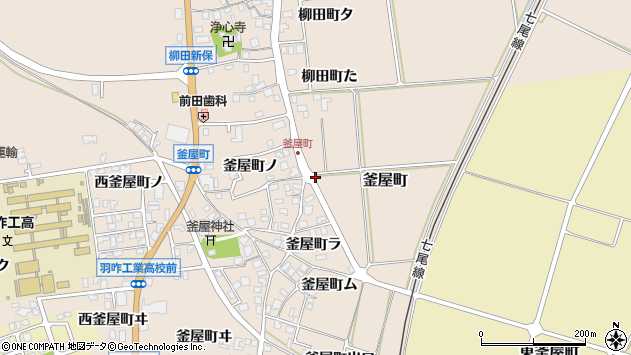 〒925-0014 石川県羽咋市釜屋町の地図