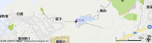 福島県いわき市東田町（後山）周辺の地図