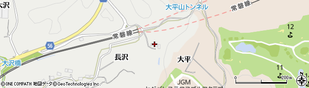 福島県いわき市添野町長沢周辺の地図