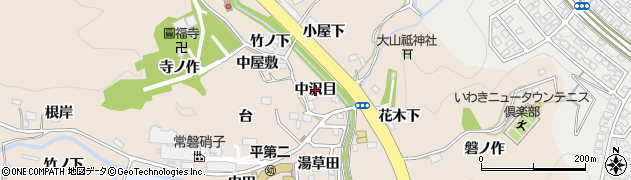 福島県いわき市常磐上矢田町（中沢目）周辺の地図