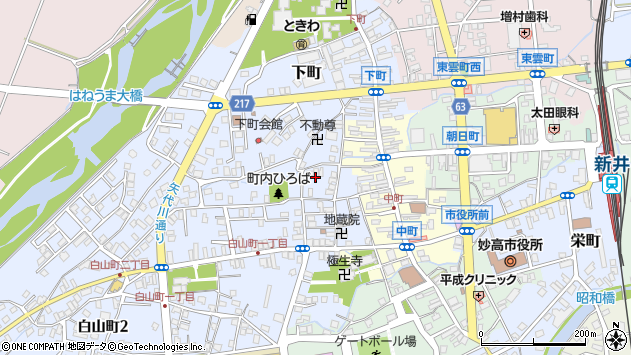 〒944-0047 新潟県妙高市白山町の地図