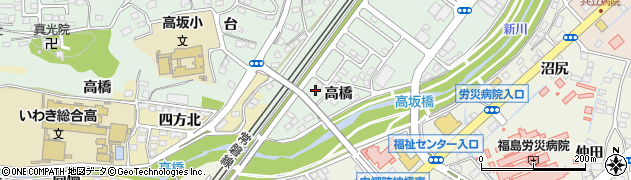 福島県いわき市内郷高坂町（高橋）周辺の地図