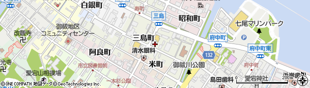 石川県七尾市三島町周辺の地図