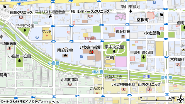 〒970-0000 福島県いわき市（以下に掲載がない場合）の地図